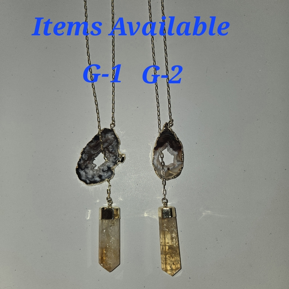 Agate and Citrine Pencil Pendant Necklace